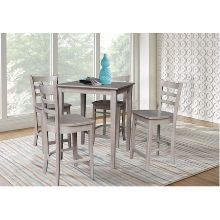 International Concepts 30 in. x 30 in. Counter Height Table with 4 Emily Counter Height Stools - 5 Piece Set K09-3030-S6172-4